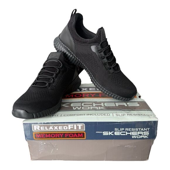 Sketchers Work Cessnock SR Black Shoes Relaxed Fit Memory Foam Men’s Size 9 - Picture 1 of 10